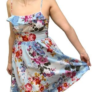 Fire LA Blue Floral Sun Dress with Bow